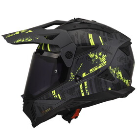  LS2 Pioneer 2 Crazy Kask (Mat Siyah-Neon Sarı)