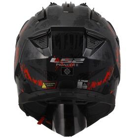  LS2 Pioneer 2 Crazy Kask (Mat Siyah-Kırmızı)