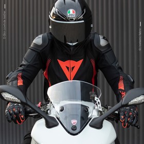  Dainese Super Speed 4 Deri Mont (Siyah-Fluo Kırmızı)