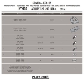  Kymco Agility 50-125-150-200 R16+ (14 > 26) Arka Çanta Taşıyıcısı (Kappa KR6106)