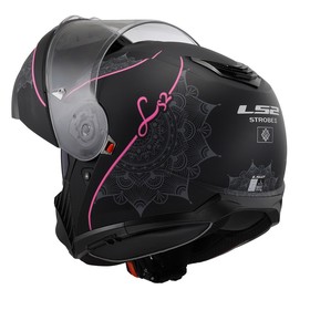  LS2 Strobe 2 Lux Çeneden Açılır Kask (Mat Siyah-Pembe)
