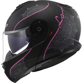  LS2 Strobe 2 Lux Çeneden Açılır Kask (Mat Siyah-Pembe)