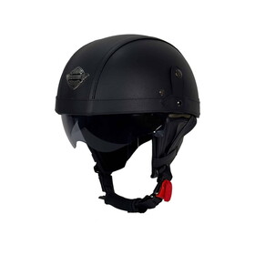  Tex 701ZN Deri Miğfer Kask (Siyah)