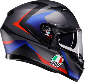  AGV K3 MPLK Striga Kapalı Kask (Mat Siyah-Mavi-Kırmızı)