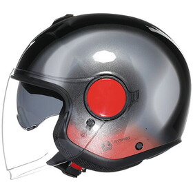  AGV Eteres Levanto Güneş Vizörlü Açık Kask (Siyah-Gümüş-Kırmızı)