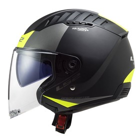 LS2 Copter 2 Urbane Güneş Vizörlü Açık Kask (Mat Siyah - Neon Sarı)