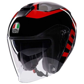  AGV Irides Valenza Güneş Vizörlü Açık Kask (Mat Gri-Siyah-Kırmızı)