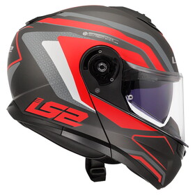  LS2 Strobe 2 Phantom Çeneden Açılır Kask (Mat Titanyum-Gri- Kırmızı)