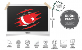  Mr.Sticker RFHLM66 Reflektif - Açılmış Metal İçinden Gözüken Türk Bayrağı Sticker