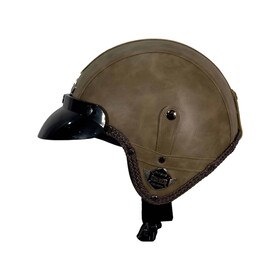  Tex 701 JYT Kahverengi Deri Açık Kask Camsız
