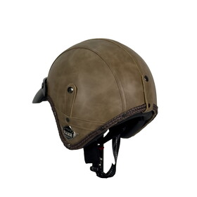  Tex 701 JYT Kahverengi Deri Açık Kask Camsız