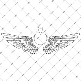  Mr.Sticker RFHLM97 Reflektif Kanatlı Ay Yıldız Sticker