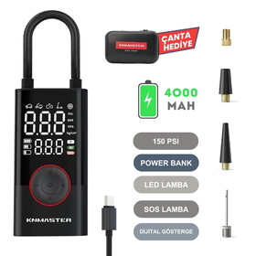  KN Master LP200 – 150 PSI Dijital Göstergeli Şarjlı Hava Pompası