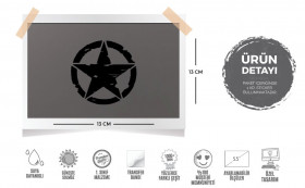  Mr.Sticker ARS9 Büyük Boy Eskitilmiş Desenli Mat Asker Yıldızı Sticker