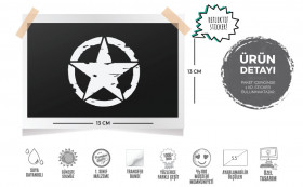  Mr.Sticker RFHLM89 Büyük Boy Reflektif Eskitilmiş Desenli Asker Yıldızı Sticker